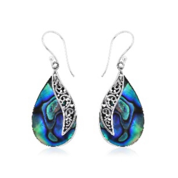 Abalone Shell set in 925 Sterling Silver with 925 scroll work. - Picture 1 of 5